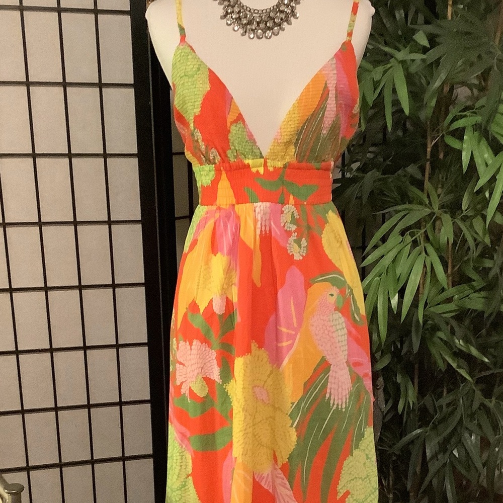FARM Rio cotton neon floral maxi dress, XL
